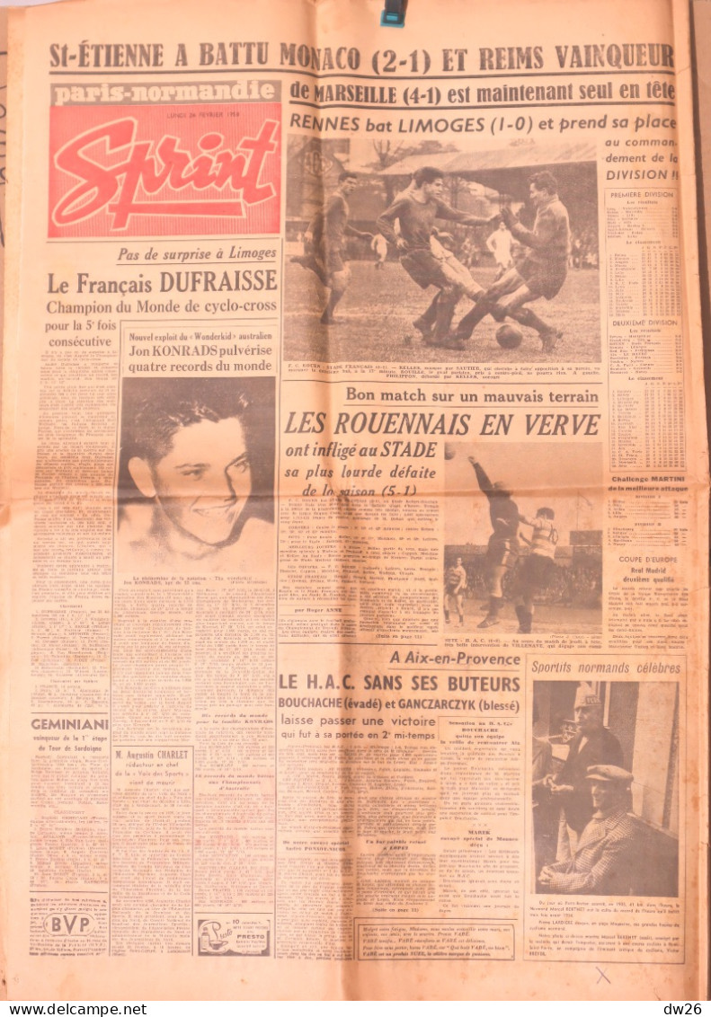 Journal Quotidien: Paris-Normandie Sprint N° 4160 Du 24 Février 1958 (Nasser, Bourguiba, Jon Konrads, Khrouchtchev...) - 1950 - Heute