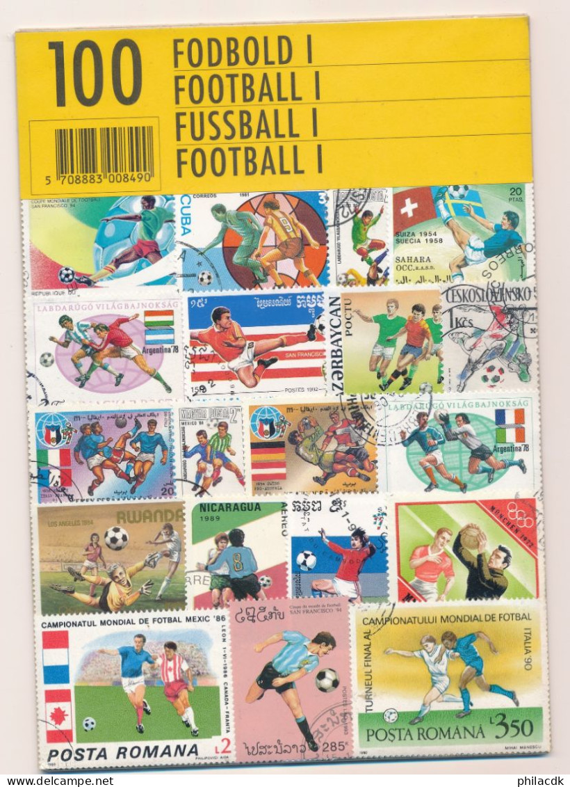 LOT DE 100 TIMBRES THEME FOOTBALL - Otros & Sin Clasificación