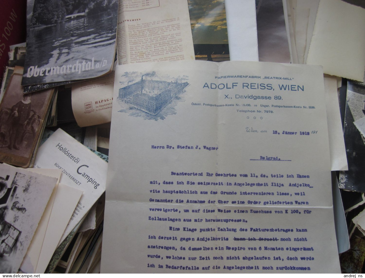 Wien Adolf Reiss Papierwarenfabrik Veatrix Mill 1912 - Österreich