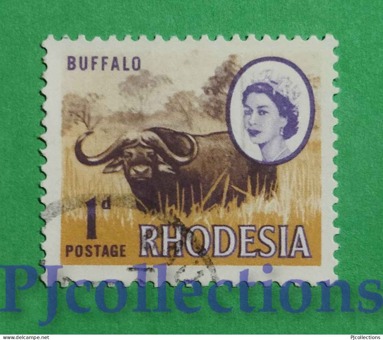 S748- RHODESIA 1964 BUFALO - BUFFALO 1d USATO - USED - Southern Rhodesia (...-1964)