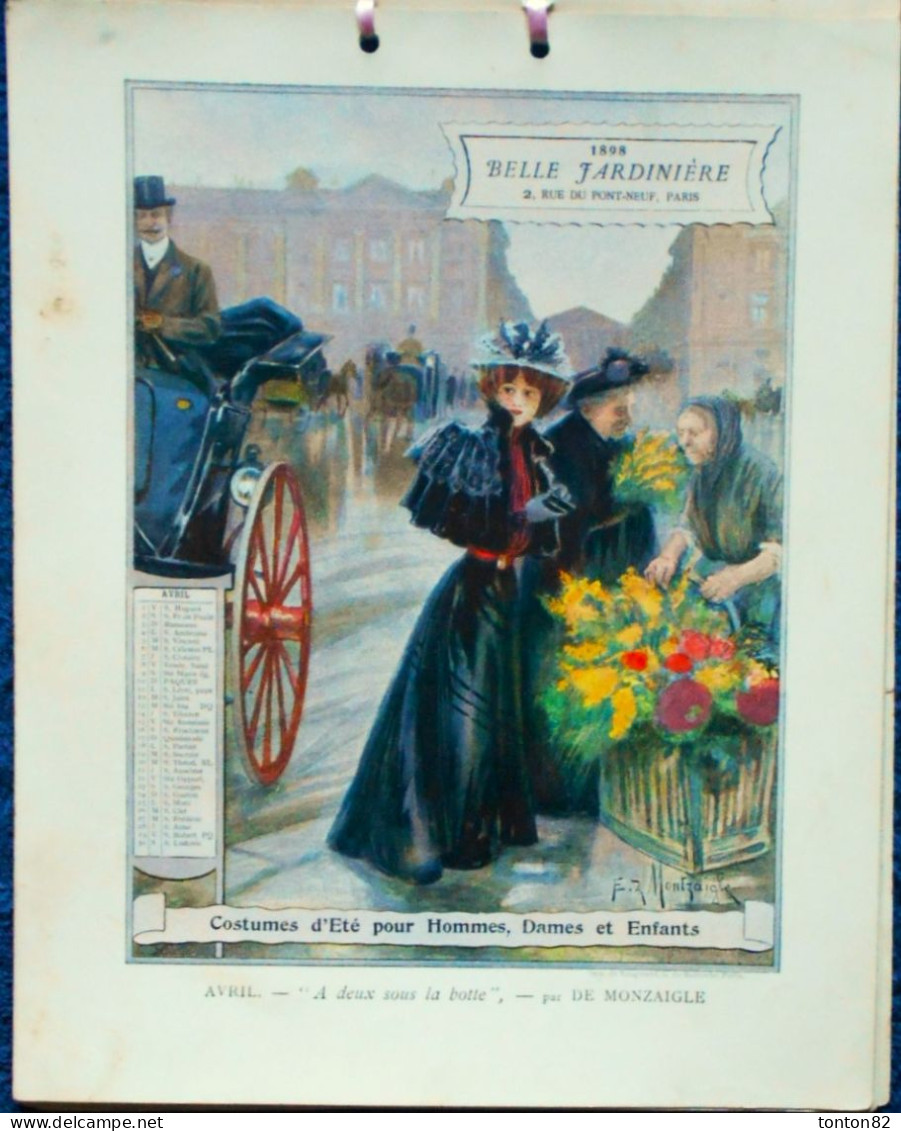 " BELLE JARDINIÈRE " - Calendrier 1898 En 12 Panneaux Couleurs 20 X 25 . - Big : ...-1900