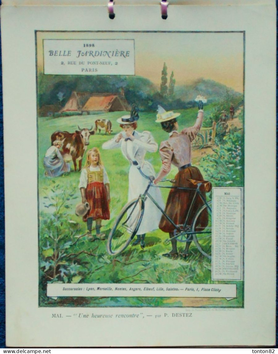 " BELLE JARDINIÈRE " - Calendrier 1898 En 12 Panneaux Couleurs 20 X 25 . - Tamaño Grande : ...-1900