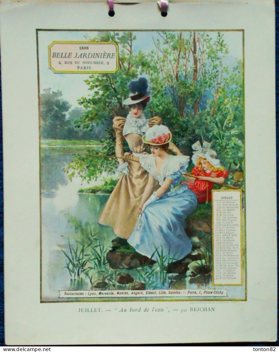 " BELLE JARDINIÈRE " - Calendrier 1898 en 12 Panneaux couleurs 20 x 25 .