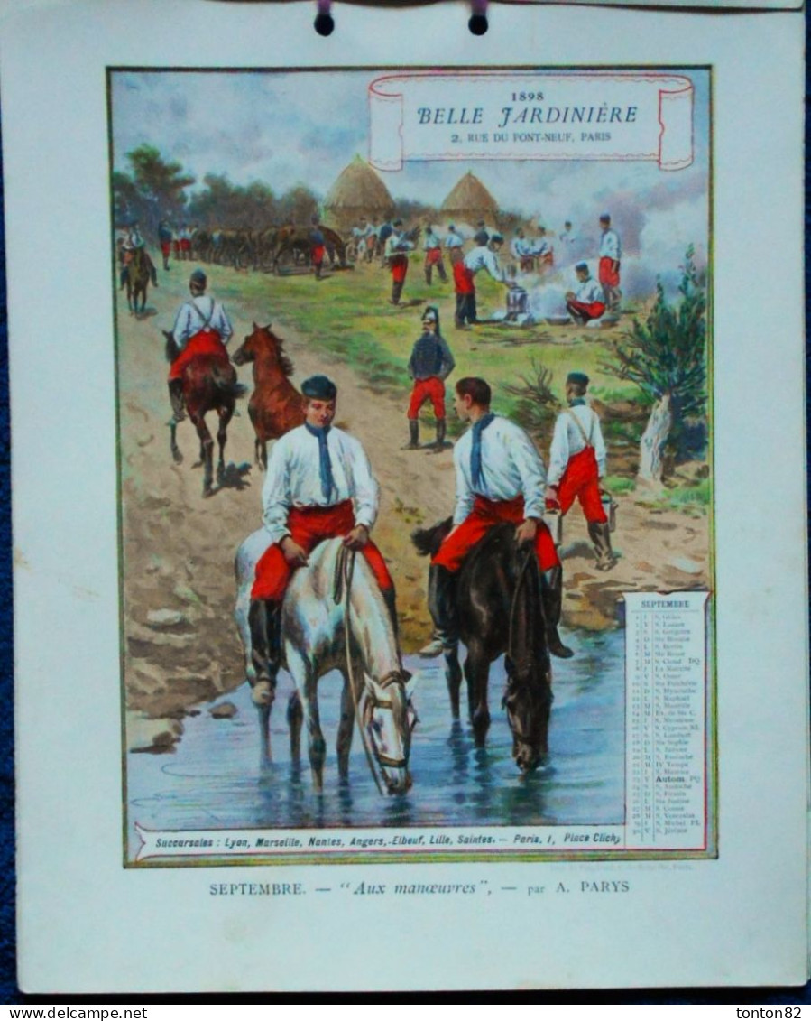 " BELLE JARDINIÈRE " - Calendrier 1898 en 12 Panneaux couleurs 20 x 25 .