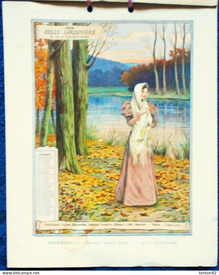 " BELLE JARDINIÈRE " - Calendrier 1898 en 12 Panneaux couleurs 20 x 25 .