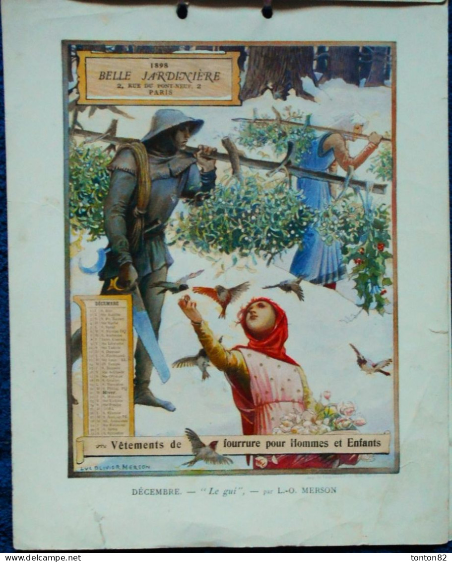 " BELLE JARDINIÈRE " - Calendrier 1898 en 12 Panneaux couleurs 20 x 25 .