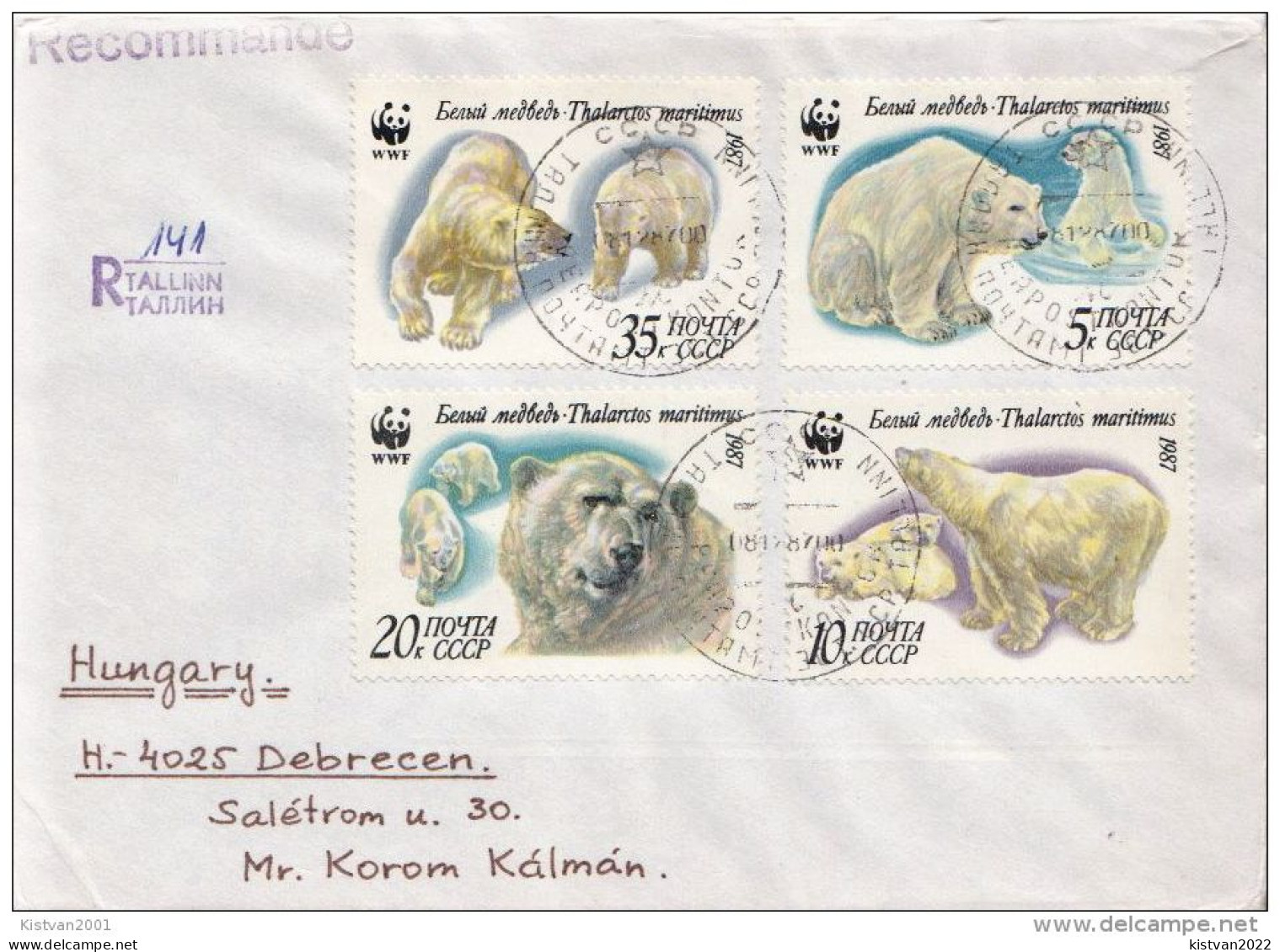 Postal History Cover: Soviet Union With Polar Bears, WWF Full Set On Cover - Brieven En Documenten