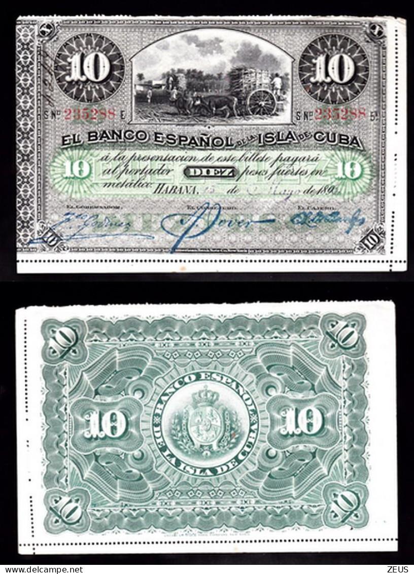 CUBA 10 PESOS  1896 P49A FDS - Cuba