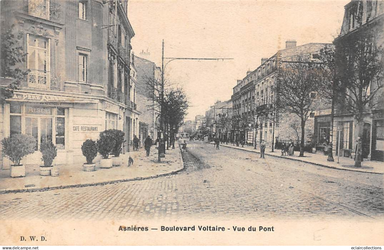 Asnières Sur Seine       92         Boulevard Voltaire     Vue Du Pont.  Café Restaurant    (voir Scan) - Asnieres Sur Seine