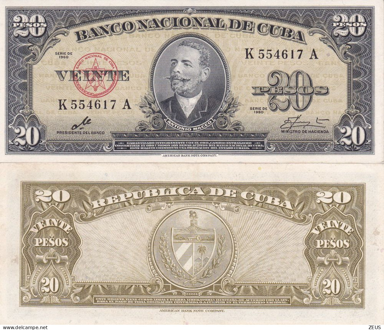 CUBA 20 PESOS  1960 P80C QFDS - Cuba