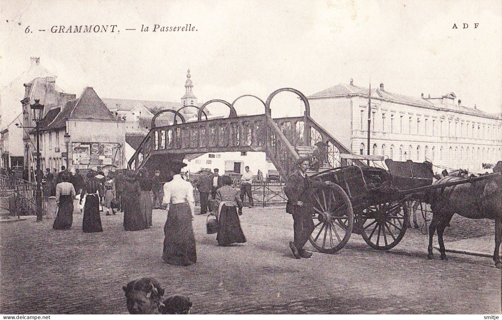 GRAMMONT 1909 LA PASSERELLE ATTELAGE - MOOIE ANIMATIE - GERAARDSBERGEN - Geraardsbergen