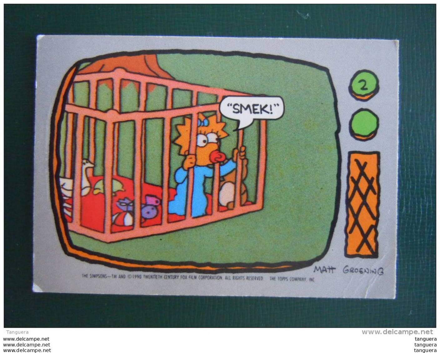 2 The Simpsons Topps 1990 Trading Cards Belgum Dutch Nederlands Neerlandais Plooitje Petit Pli - Other & Unclassified
