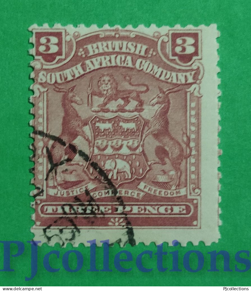 S752- BRITISH SOUTH AFRICA COMPANY 1898 STEMMA - COAT OF ARMS 3c ANNULLATO CON GOMMA INTEGRA - Other & Unclassified