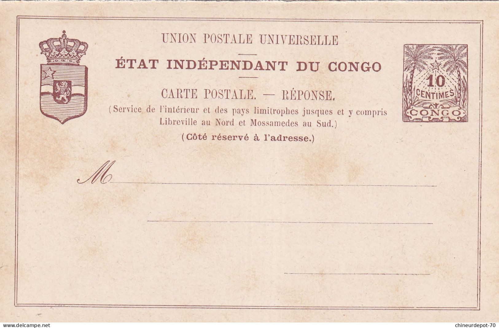 2 Carte Union Postale Universelle état Indépendant Du Congo Une Avec Réponse Payée - Ganzsachen