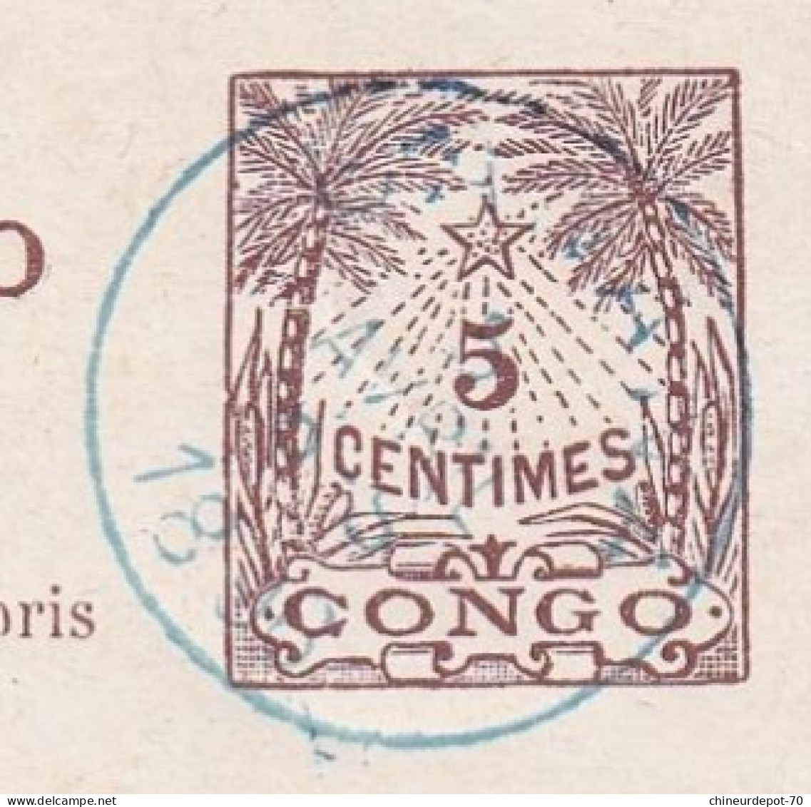 Carte Union Postale Universelle état Indépendant Du Congo Avec Réponse Payée Cachet Bleu - Stamped Stationery