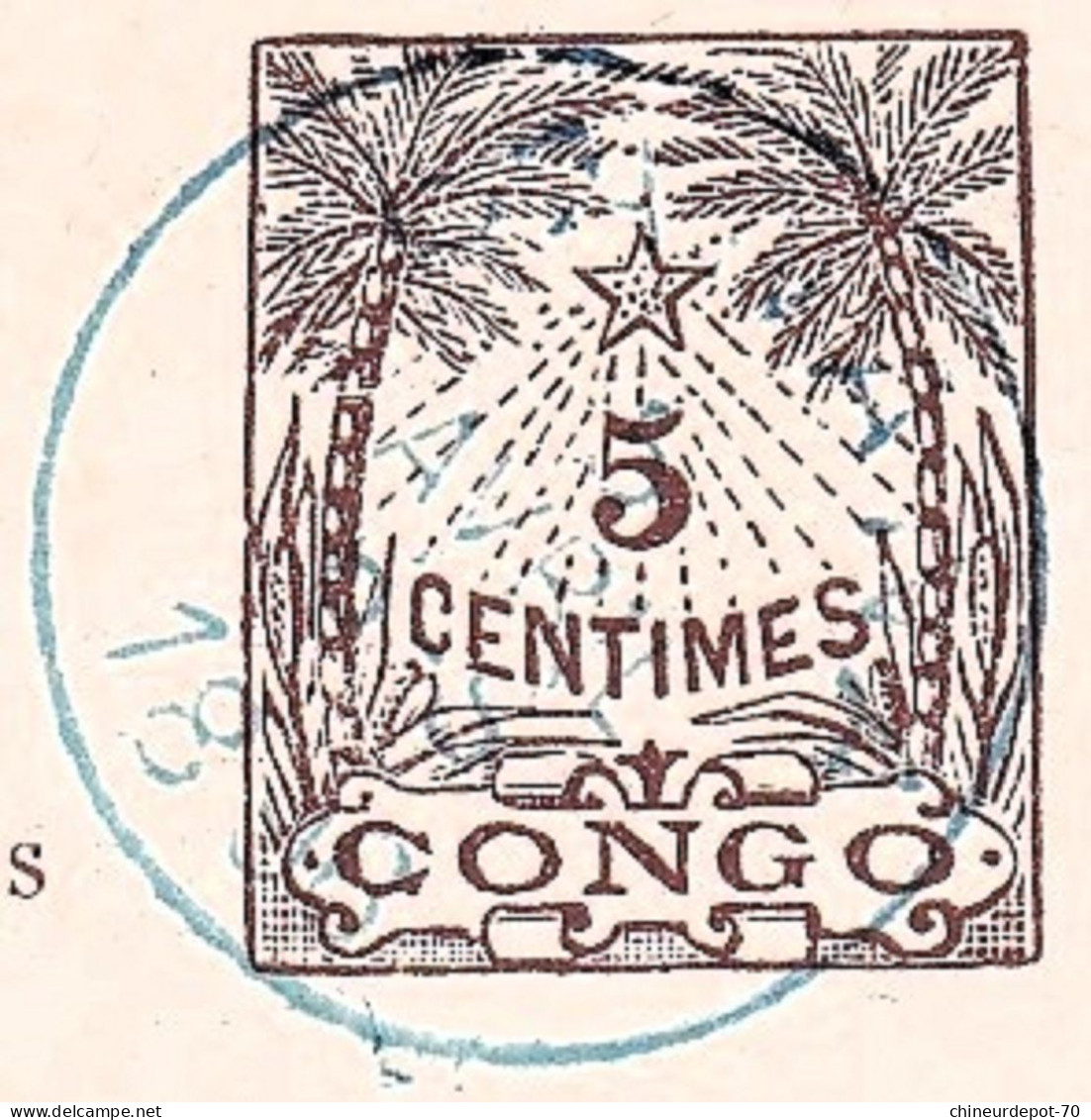 Carte Union Postale Universelle état Indépendant Du Congo Avec Réponse Payée Cachet Bleu - Entiers Postaux