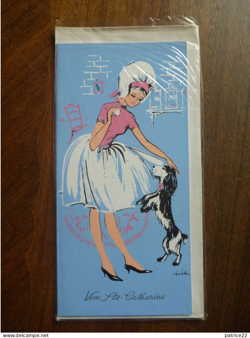 Inédite CPSM 1960 Avec Enveloppe - VIVE LA STE SAINTE CATHERINE Illustrateur IDE Ou ICLE   - Flock Indus Anvers - Sainte-Catherine