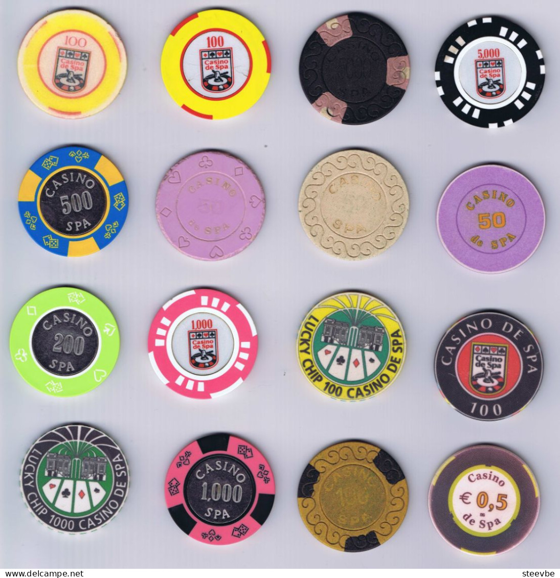 Spa Casino Chips Set 16 Belgium Belgique België - Casino