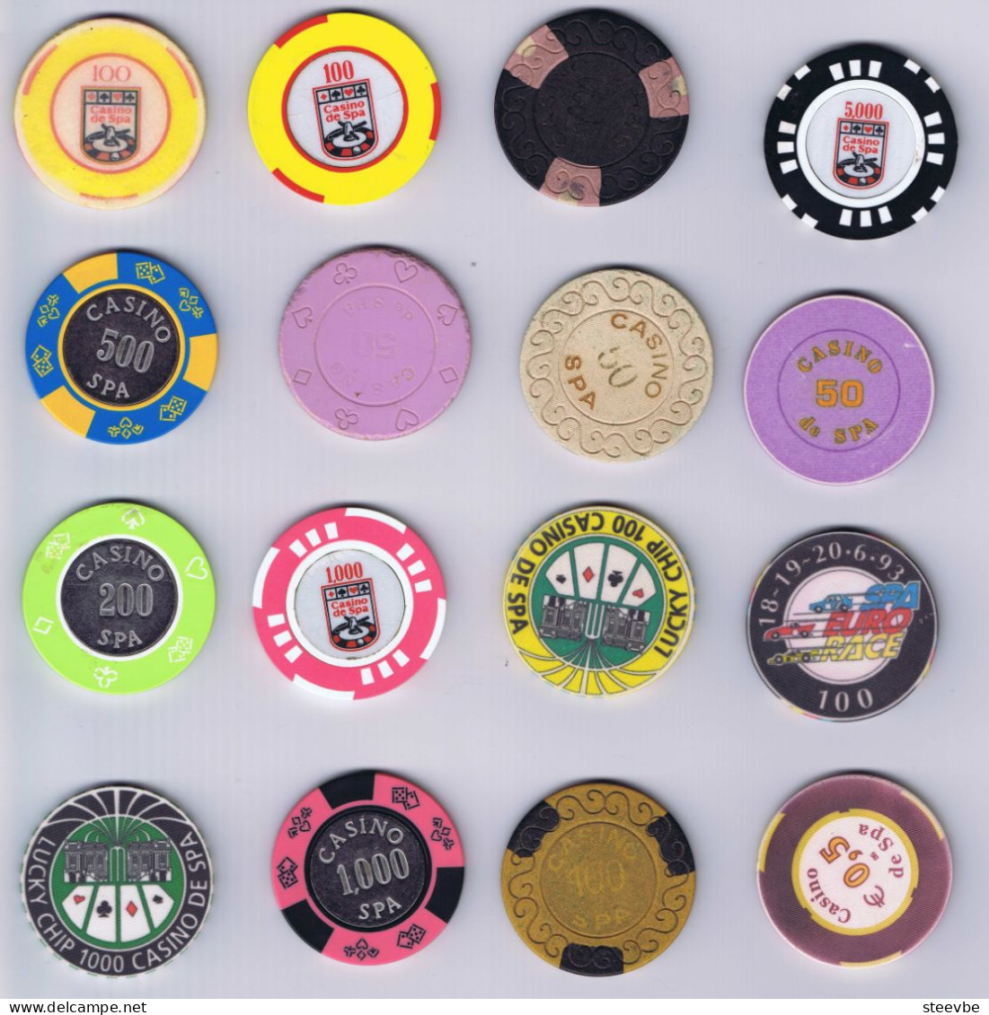 Spa Casino Chips Set 16 Belgium Belgique België - Casino