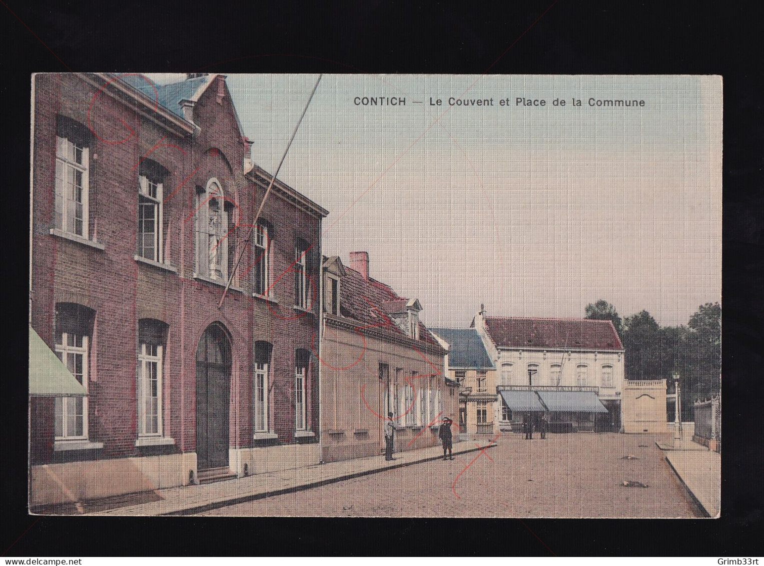 Contich - Le Couvent Et Place De La Commune - Postkaart - Kontich