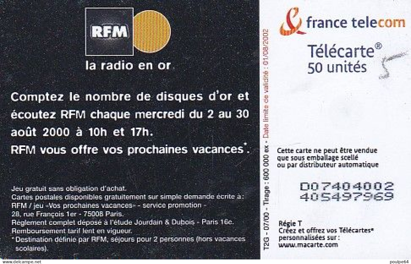 F1074  07/2000 - RFM " 3 Disques " - 50 OB2 - 2000