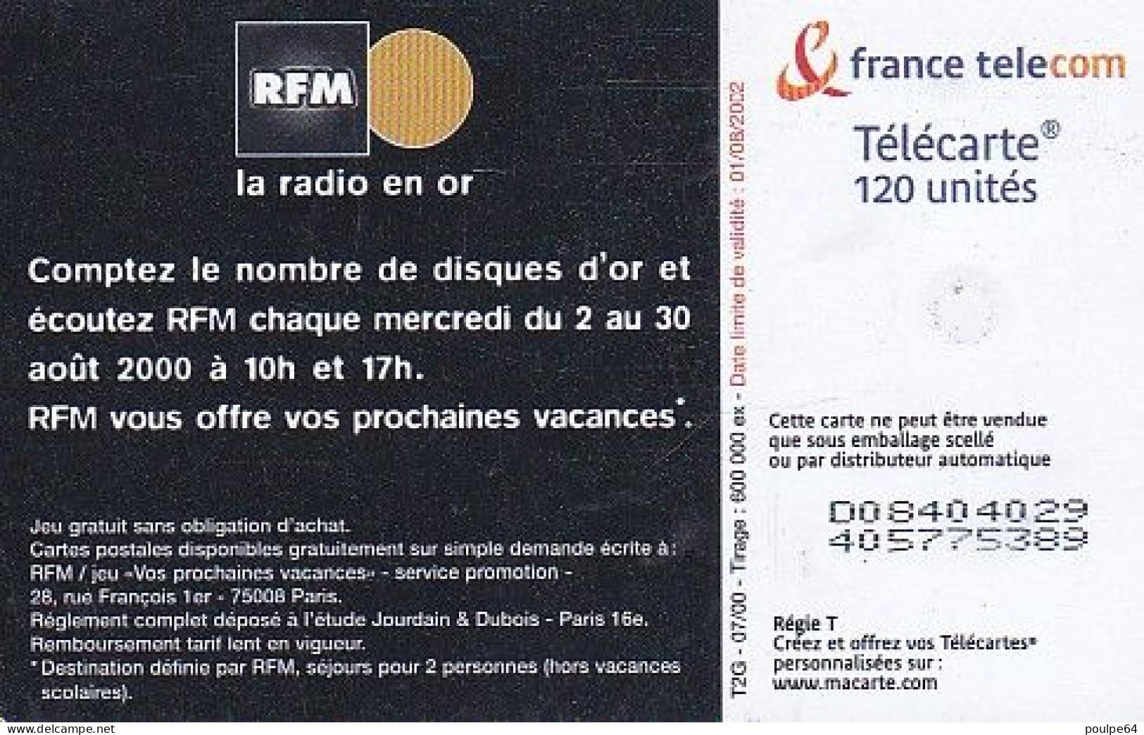 F1075  07/2000 - RFM " 3 Disques " - 120 OB2 - 2000