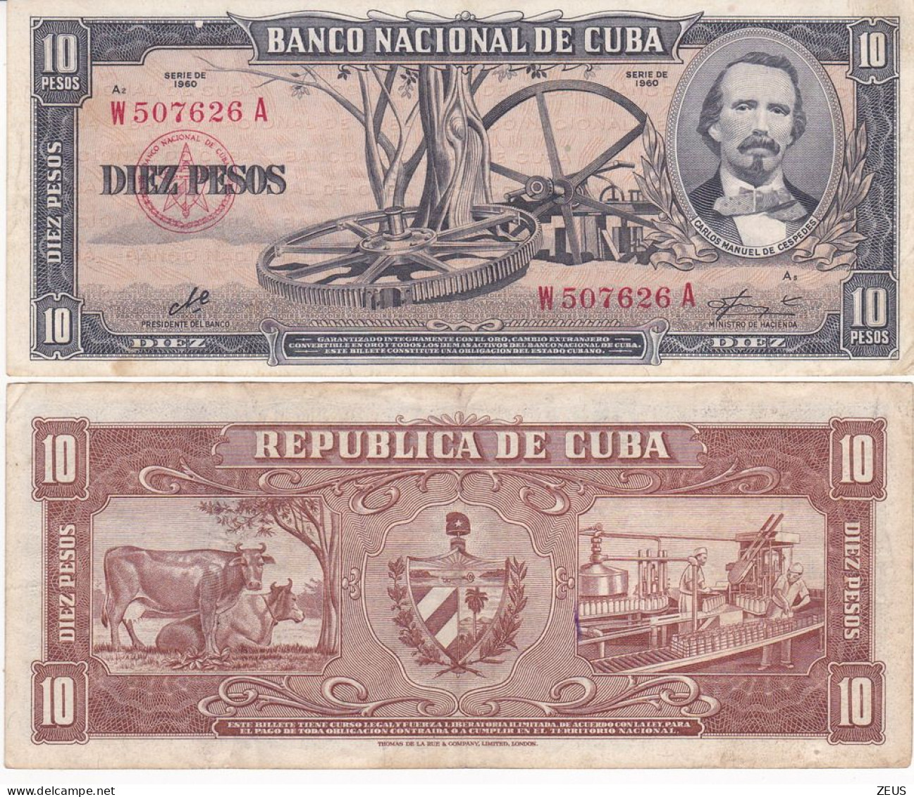 CUBA 10 PESOS  1960 P88C BB - Cuba