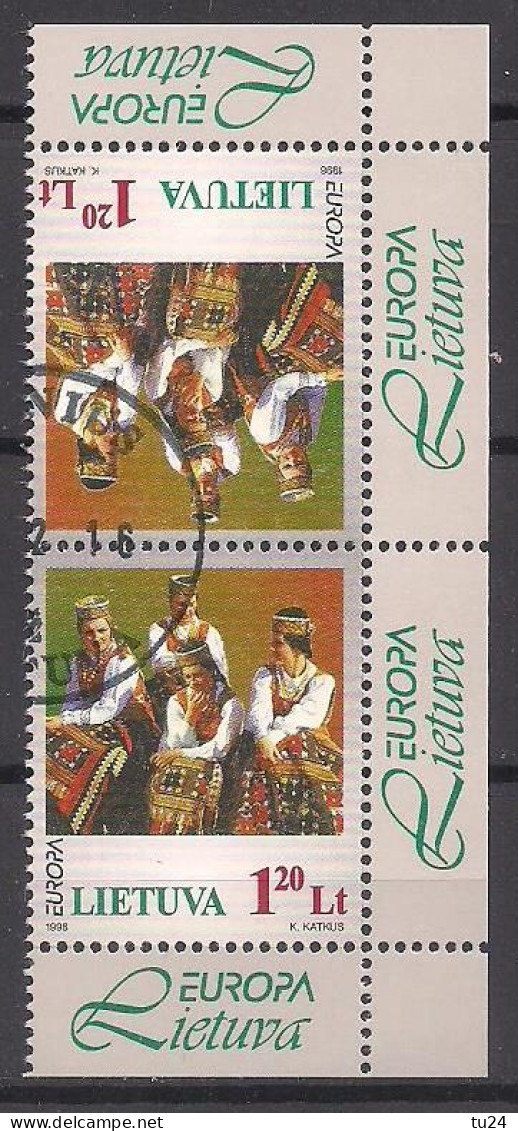 Litauen / Lithuania  (1998)  Mi.Nr.  664 (Kehrdruckpaar)  Gest. / Used  (10fd03)  EUROPA - 1998