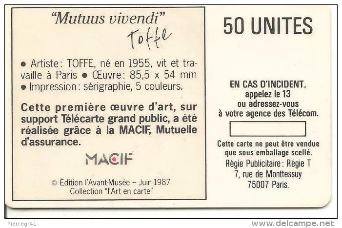 CARTE-PUBLIC-1987-F 05-BUL1-50U-MACIF-TOFFE- UT ILISEE-TB E- - 1987