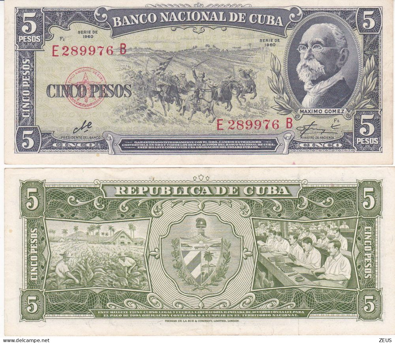 CUBA 5 PESOS  1960 P91C SPL - Cuba