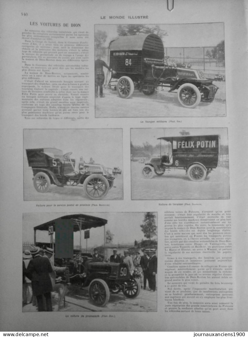 1905 COURSE VOITURE CONCOURS VEHICULE INDUSTRIEL FOURGON LIVRAISON POSTALE 1 JOURNAL ANCIEN - Historische Dokumente