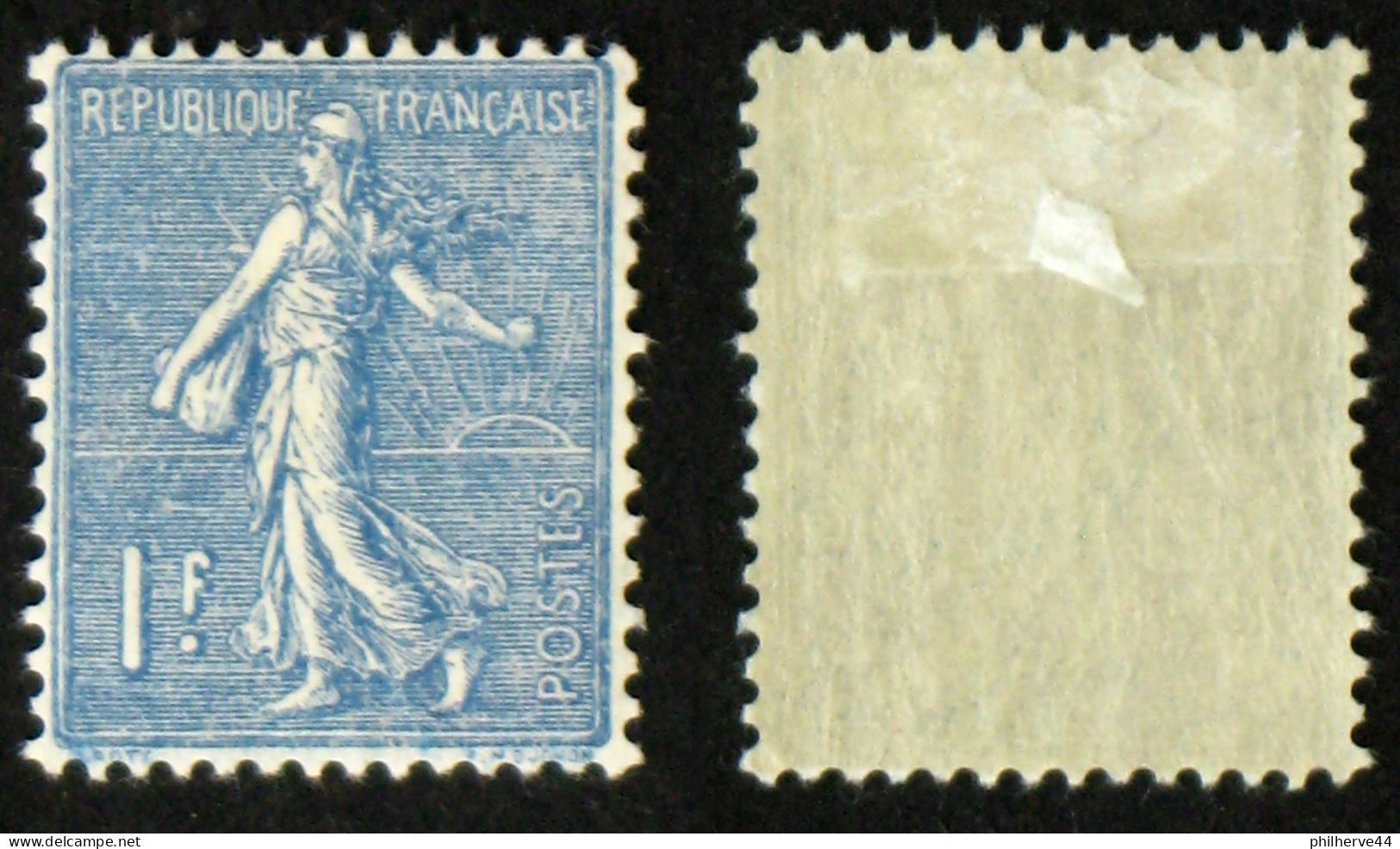 N° 205 1F Bleu Semeuse Lignée TB Neuf N* Cote 7.5€ - 1903-60 Säerin, Untergrund Schraffiert