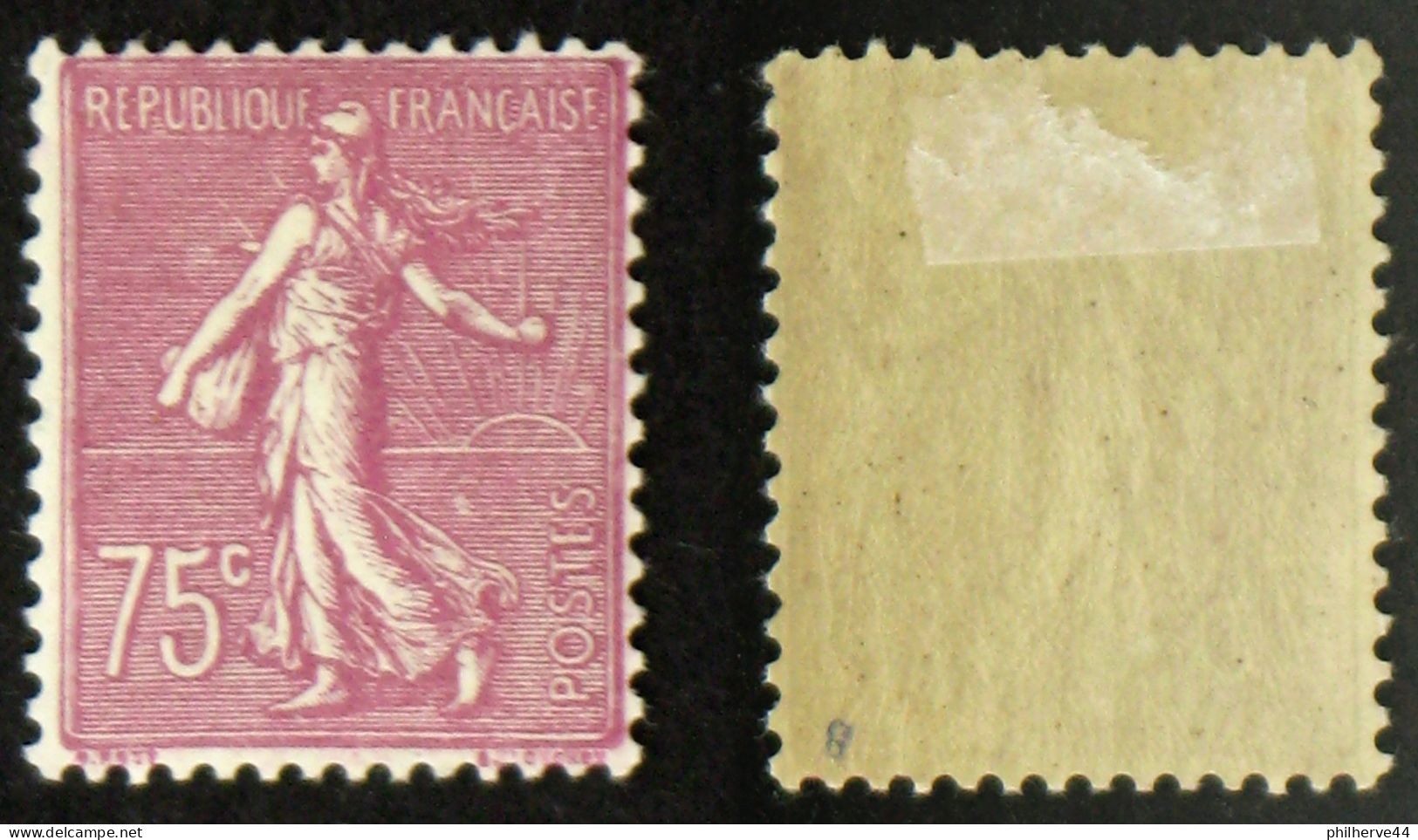 N° 202 75c Lilas-rose Semeuse Lignée TB Neuf N* Cote 6€ - 1903-60 Säerin, Untergrund Schraffiert