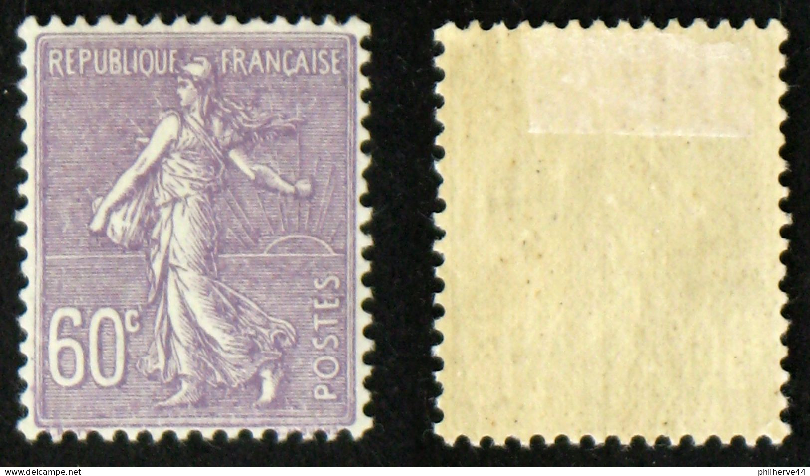 N° 200 60c Lilas Semeuse Lignée TB Neuf N* Cote 7€ - 1903-60 Säerin, Untergrund Schraffiert