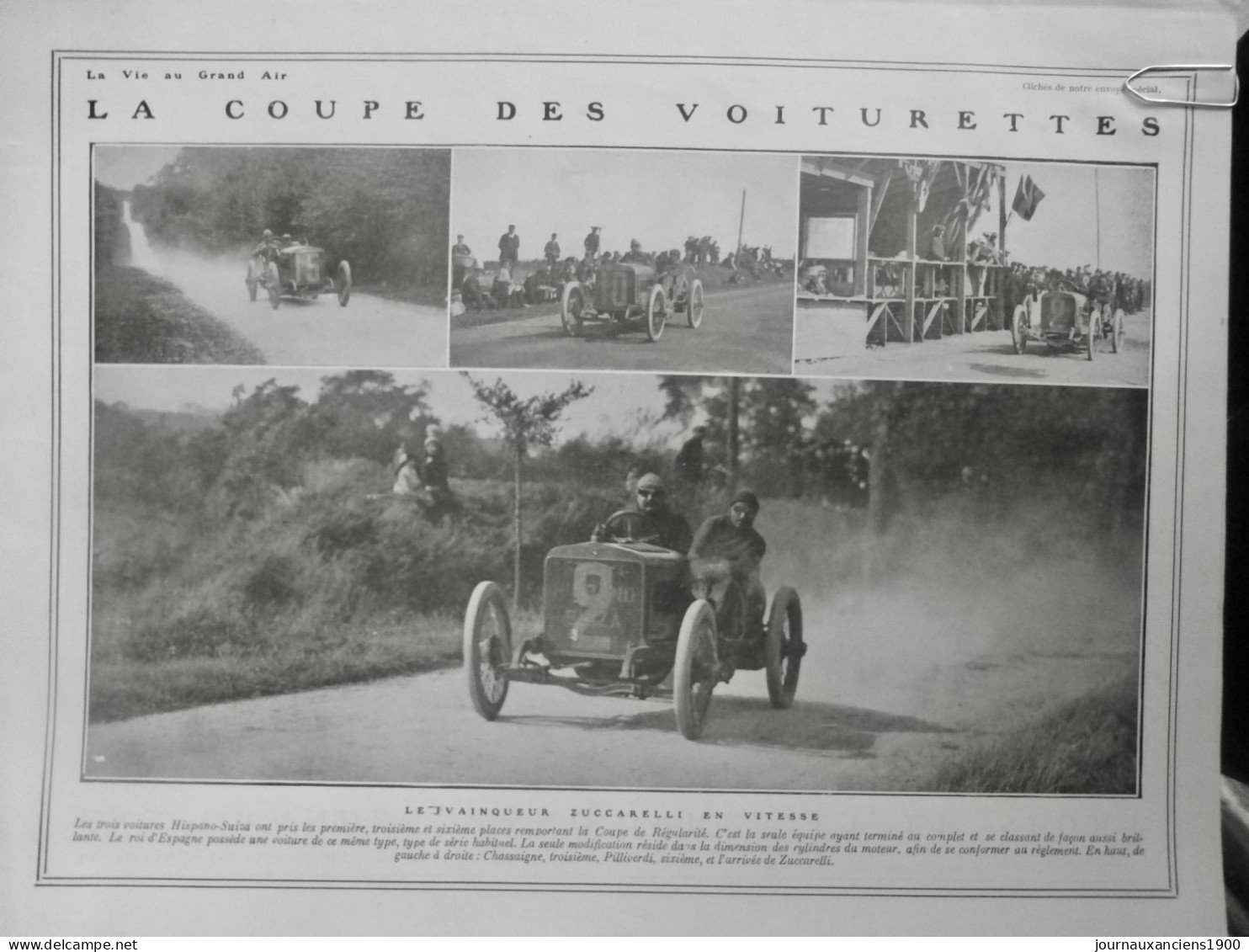 1910 COURSE VOITURETTE VITESSE VAINQUEUR ZUCCARELLI  1 JOURNAL ANCIEN - Historische Documenten