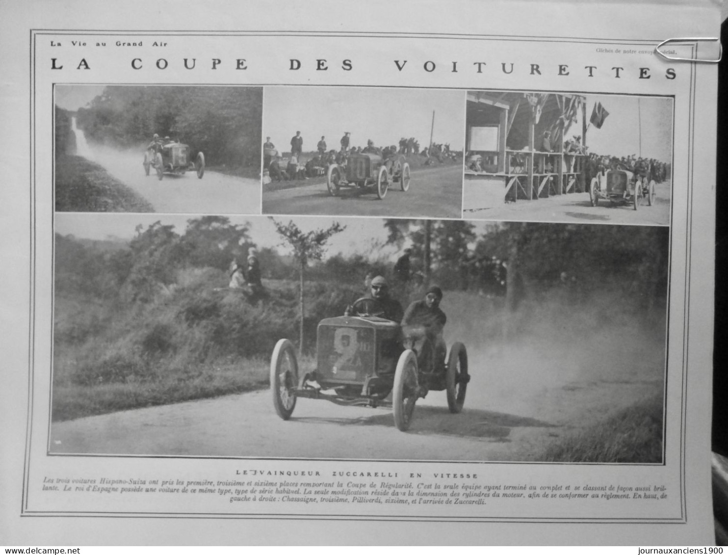 1910 COURSE VOITURETTE VITESSE VAINQUEUR ZUCCARELLI  1 JOURNAL ANCIEN - Historische Dokumente