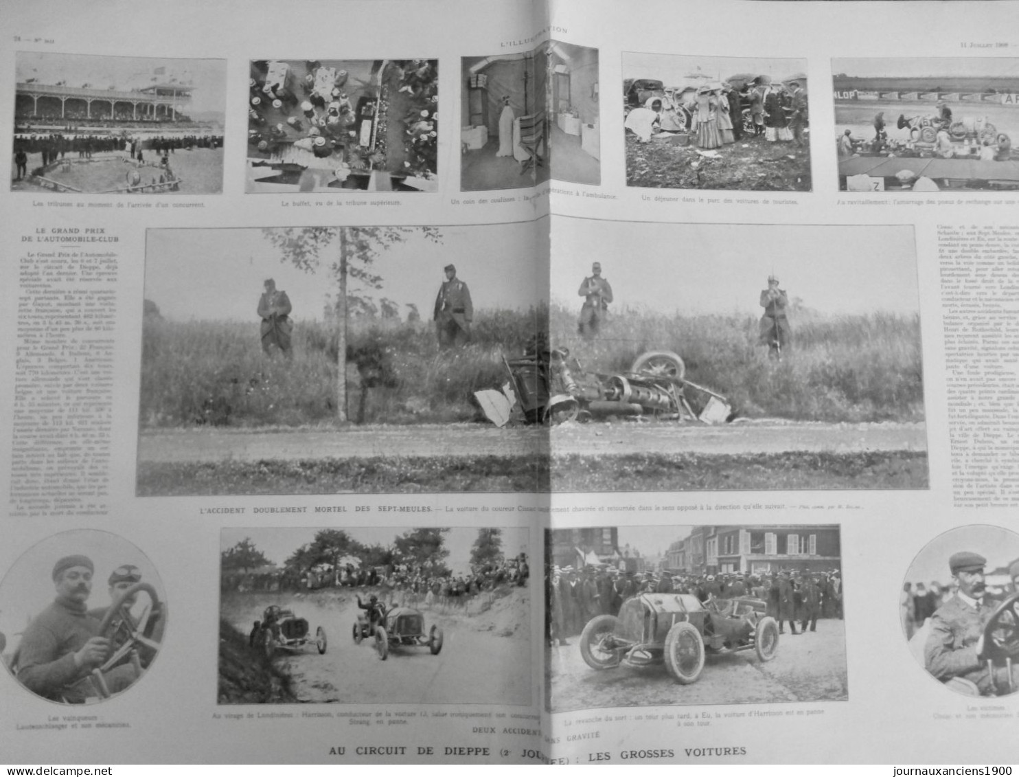 1908 COURSE VOITURE CIRCUIT DIEPPE GRAND PRIX AUTOMOBILE CLUB LAUTENSCHLAGER 1 JOURNAL ANCIEN - Historische Dokumente