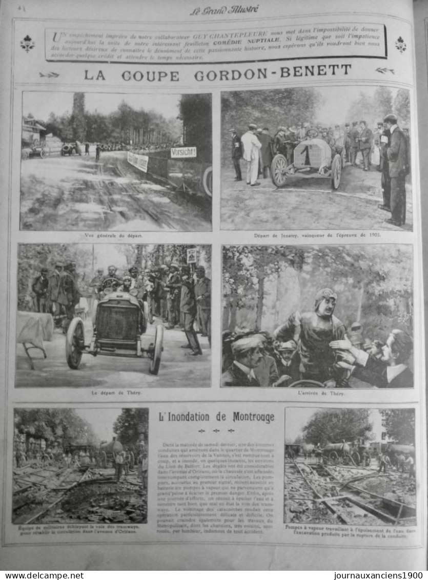 1904 COURSE VOITURE COUPE GORDON BENNETT VAINQUEUR THERY 1 JOURNAL ANCIEN - Historische Dokumente