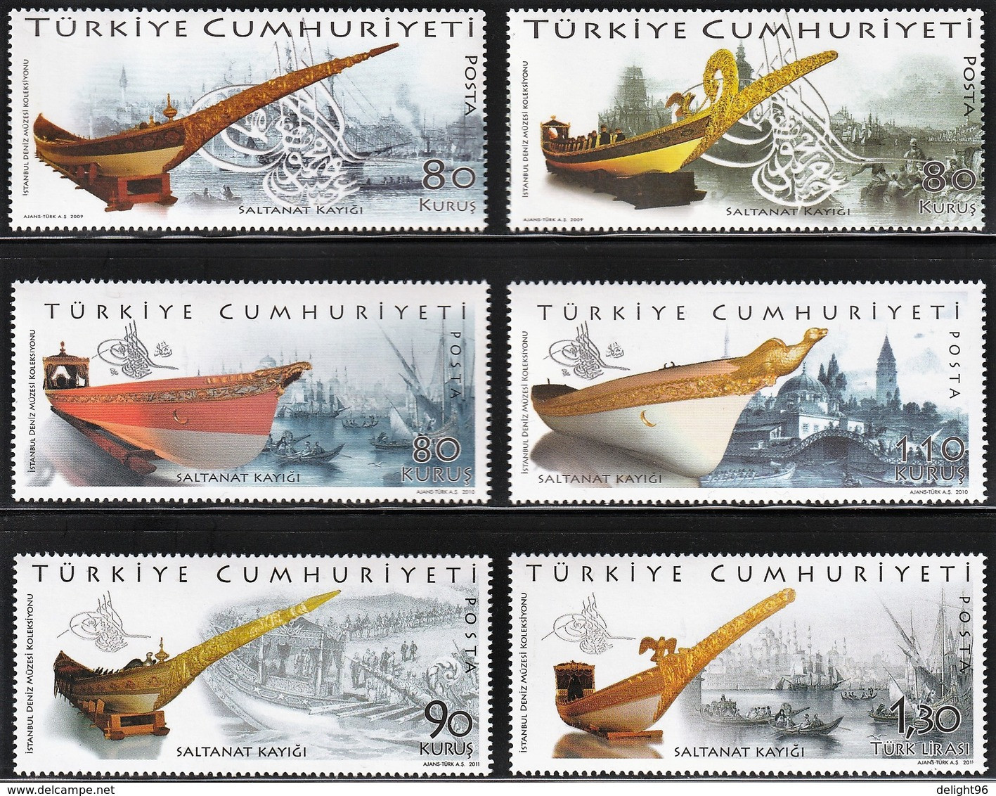 2009-11 Turkey Royal Boats Of The Sultanate Complete Series (** / MNH / UMM) - Other (Sea)