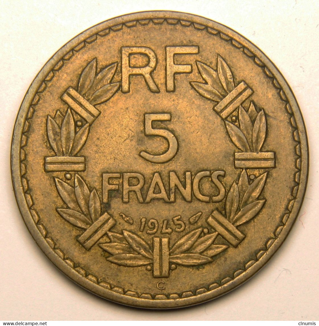 RARE : 5 Francs Lavrillier Bronze-aluminium 1945 C (Castelsarrasin) - 5 Francs