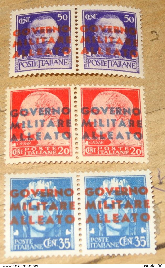 ITALIA : Paire De 3 Timbres Neufs**, Mint**, Gobierno Militare Alleato  .......... CL1-15-1d - Anglo-Amerik. Bez.: Naples