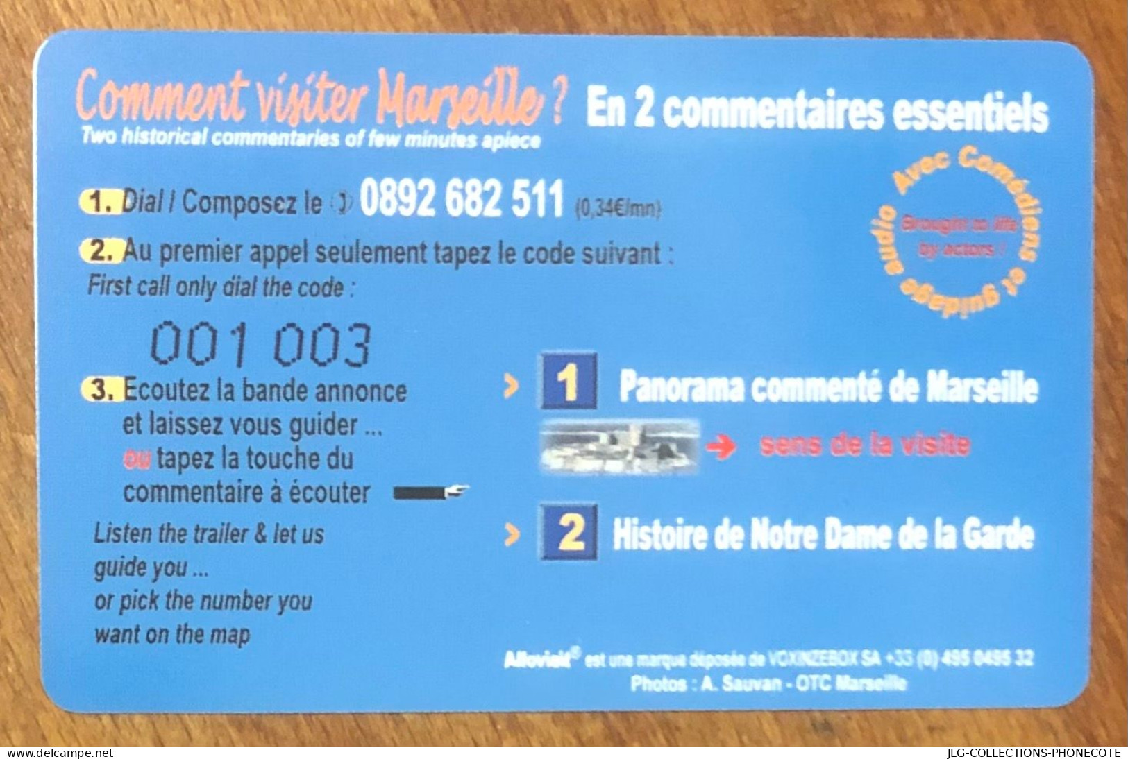 CARTE ALLO VISIT MARSEILLE PAS TELECARTE TELEFONKARTE SCHEDA TARJETA PHONECARD PREPAID PREPAYÉE CALLING CARD - Other & Unclassified