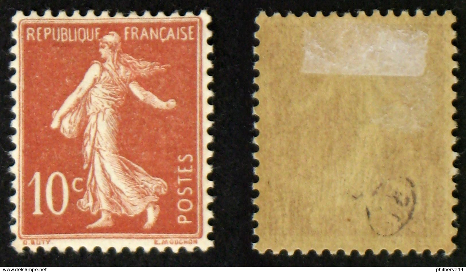 N° 135 SEMEUSE 10c Maigre Neuf N* TB Cote 10€ - 1906-38 Säerin, Untergrund Glatt