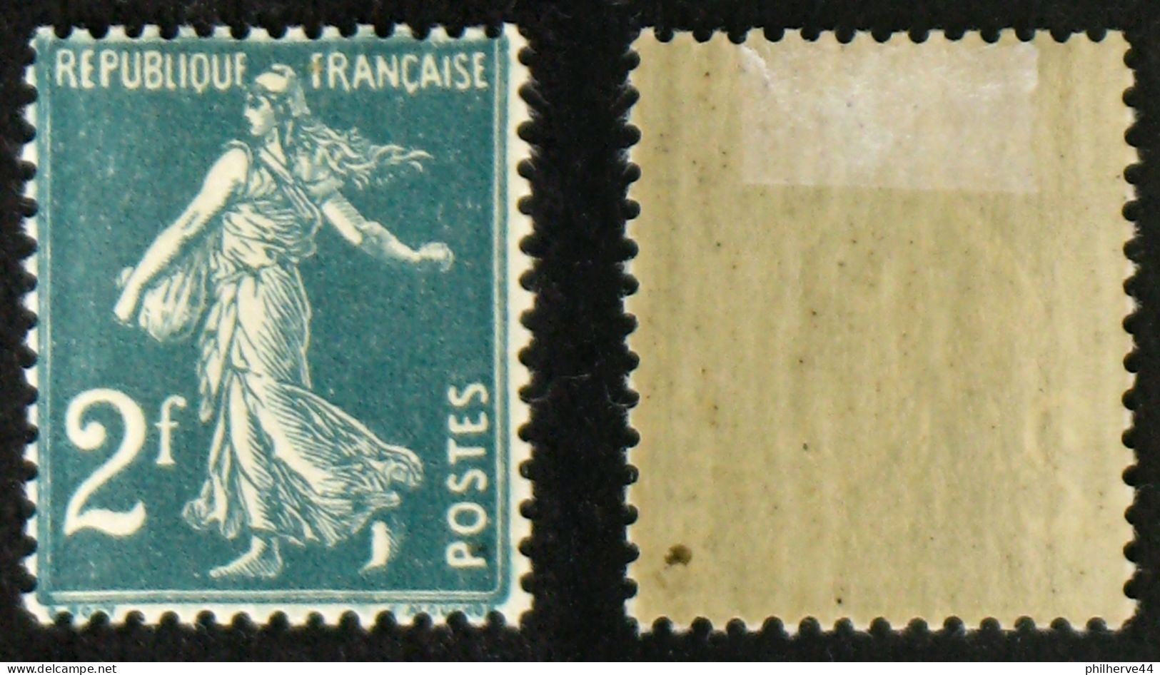 N° 239 SEMEUSE 2F Vert-bleu Neuf N* TB Cote 16€ - 1906-38 Säerin, Untergrund Glatt