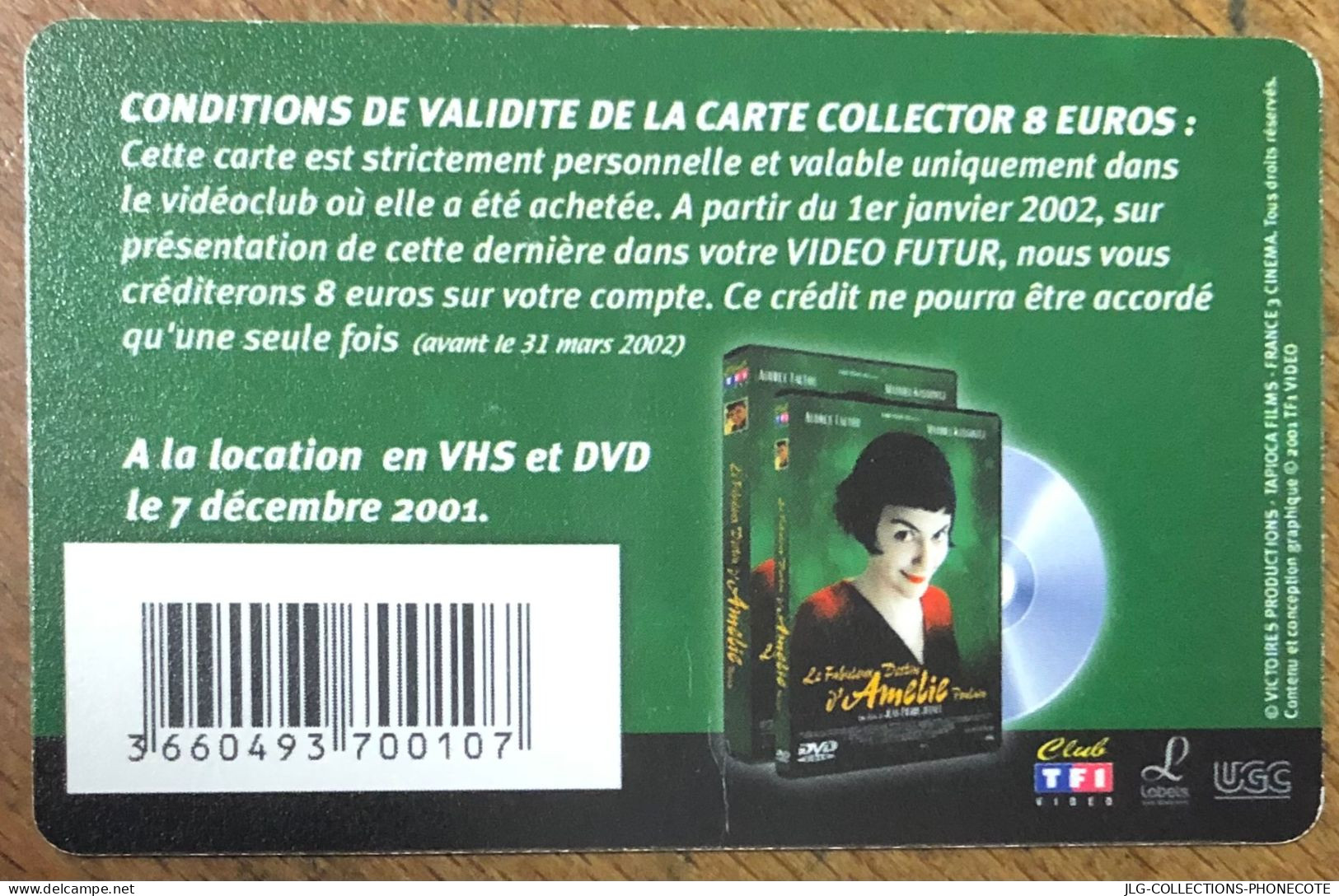 VIDEO FUTUR AMÉLIE POULAIN CINEMA FILM PAS TELECARTE TELEFONKARTE SCHEDA TARJETA PHONECARD PREPAID PREPAYÉE CALLING CARD - Abbonamento