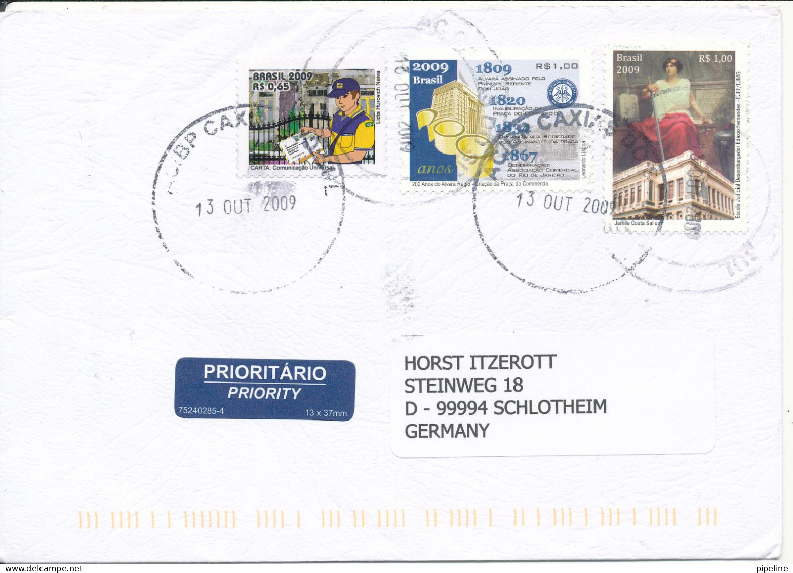 Brazil Cover Sent To Germany 13-9-2009  Topic Stamps - Storia Postale