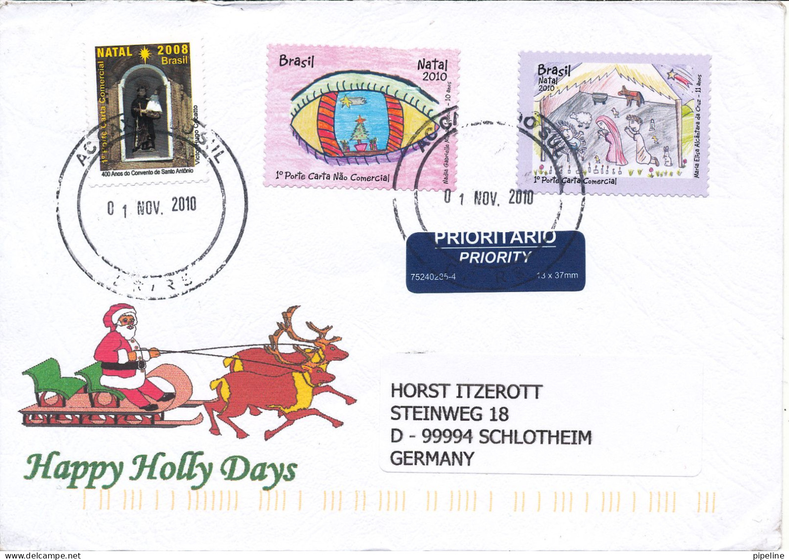 Brazil Cover Sent To Germany 1-11-2010 Topic Stamps - Briefe U. Dokumente