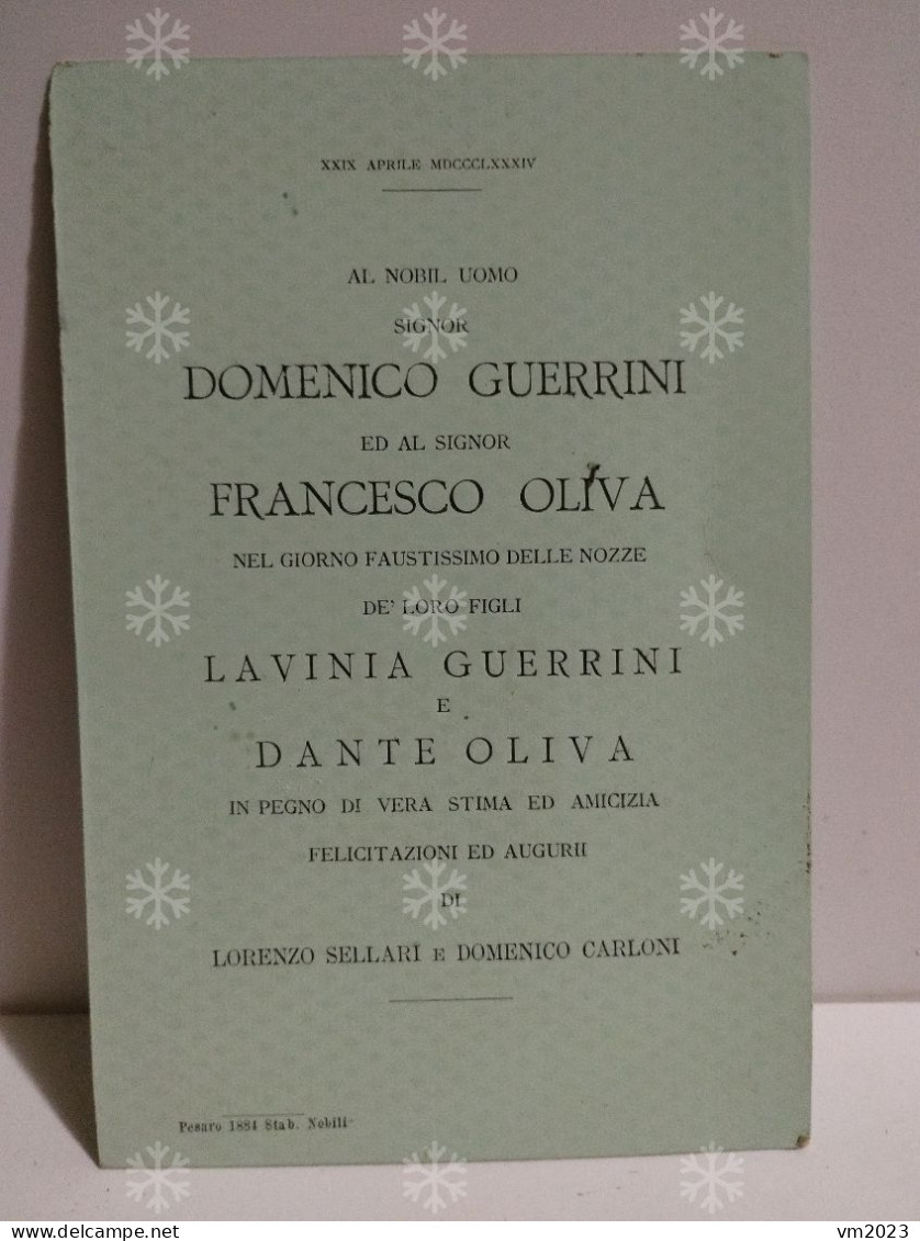 Wedding Marriage Nozze LAVINIA GUERRINI - DANTE OLIVA Pesaro 1884 - Boda