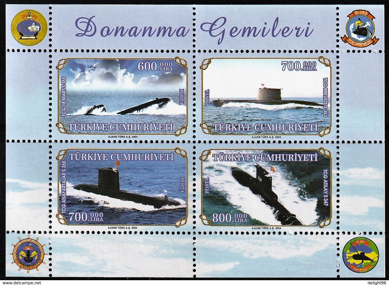 2004 Turkey Navy Submarines Minisheet (** / MNH / UMM) - Submarinos