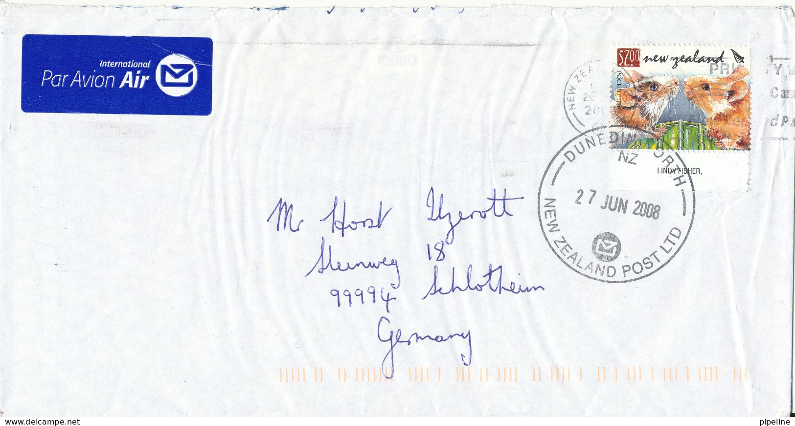 New Zealand Cover Sent Air Mail To Germany 27-6-2008 Single Franked - Brieven En Documenten